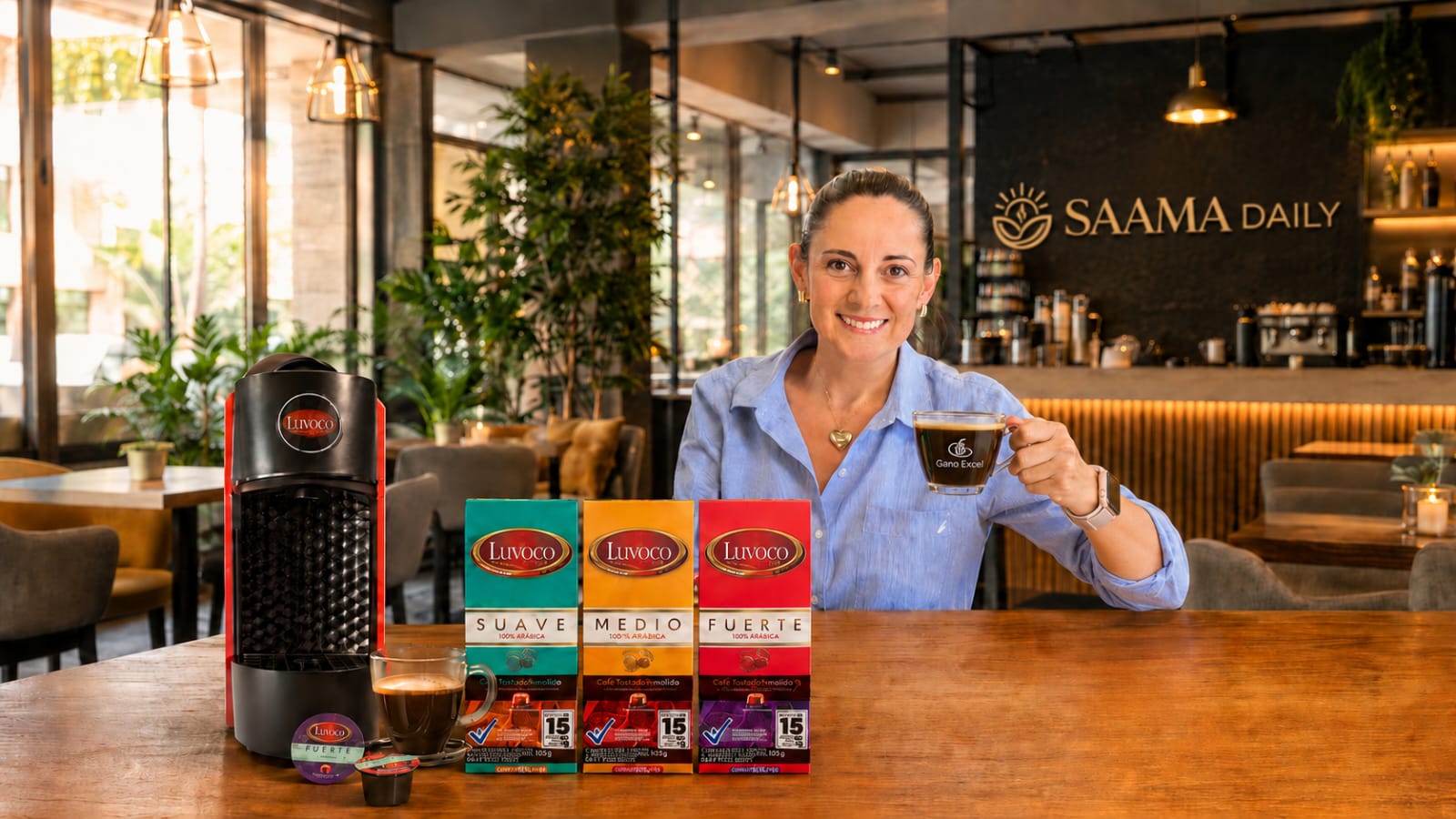 Sandra Amaya con productos funcionales